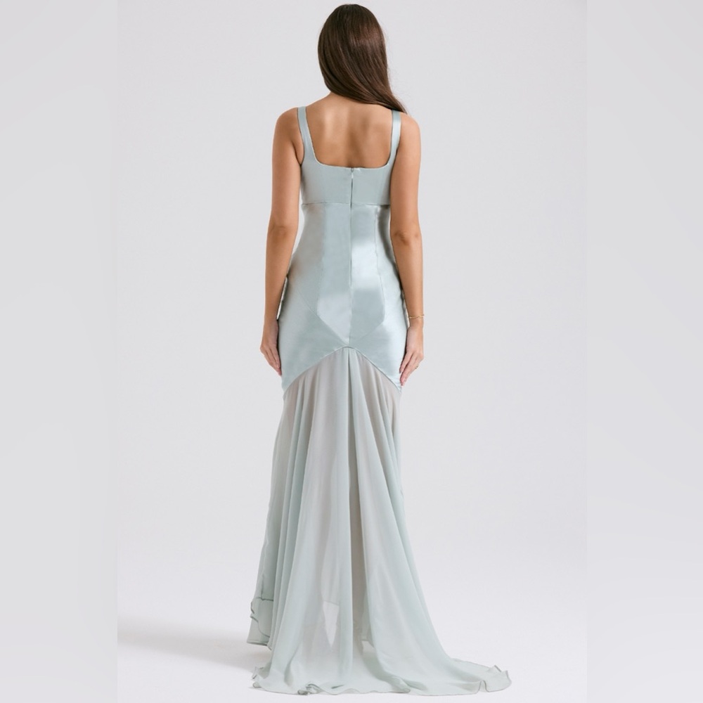 House of CB Vittoria Pistachio Chiffon Floor Length Gown - Picture 6 of 11